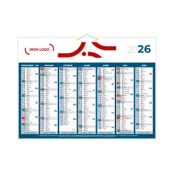 Calendrier classique bleu 55x40,5 cm marquage 1 couleur