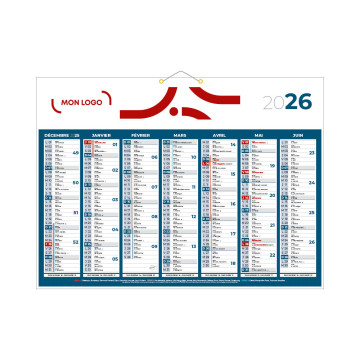 Calendrier classique bleu 55x40,5 cm marquage 1 couleur