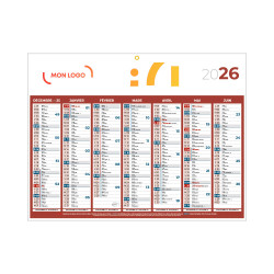 Calendrier classique medium rouge 42x32 cm marquage quadri