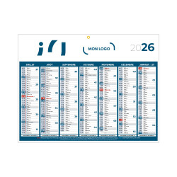 Calendrier classique medium bleu 42x32 cm marquage 1 couleur