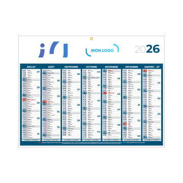 Calendrier classique medium bleu 42x32 cm marquage quadri