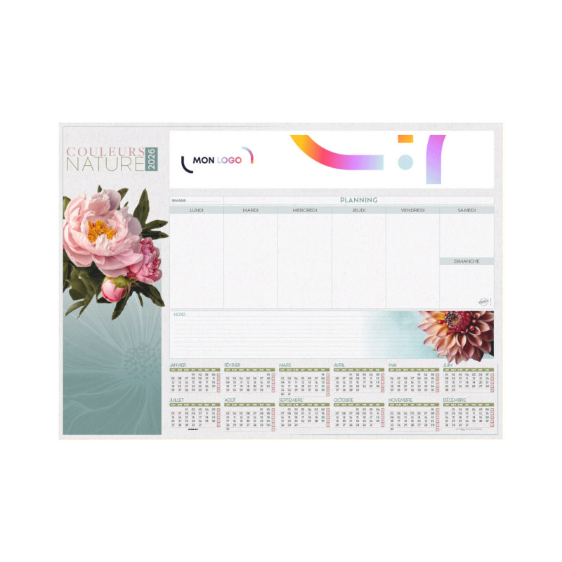 Calendrier sous-mains 25 feuilles quadri