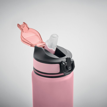 Bouteille en rPET avec marqueurs d'hydratation et paille 1 L