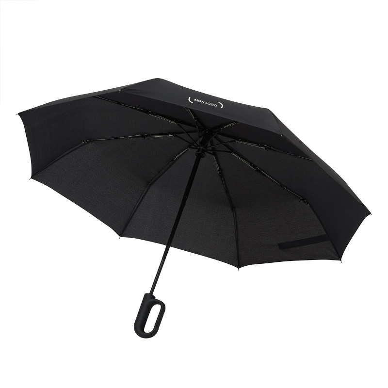 Parapluie pliable tempête en rPET ouverture et fermeture auto noir