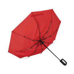 Parapluie pliable tempête en rPET ouverture et fermeture auto rouge