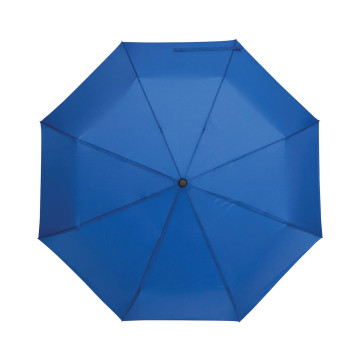 Parapluie pliable tempête en rPET ouverture et fermeture auto bleu