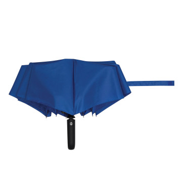 Parapluie pliable tempête en rPET ouverture et fermeture auto bleu