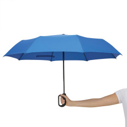 Parapluie pliable tempête en rPET ouverture et fermeture auto bleu