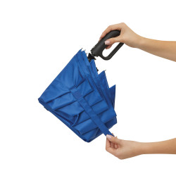 Parapluie pliable tempête en rPET ouverture et fermeture auto bleu