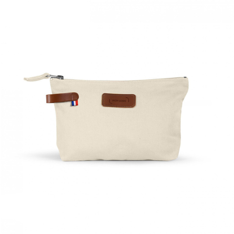 Pochette en coton biologique GOTS attributs cuir