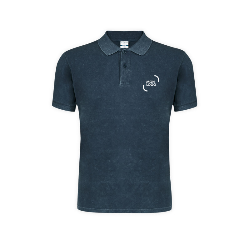 Polo mixte effet jean délavé