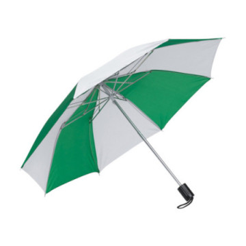 Parapluie pliable ouverture & fermeture manuelles vert/blanc