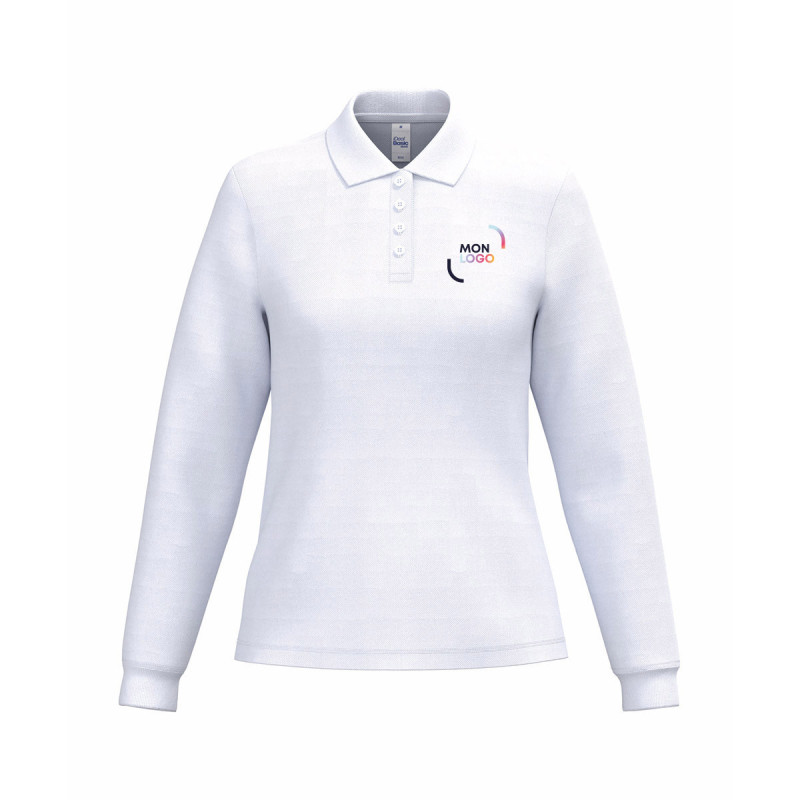 Polo manches longues femme LSL iDeal Basic® Mercia blanc