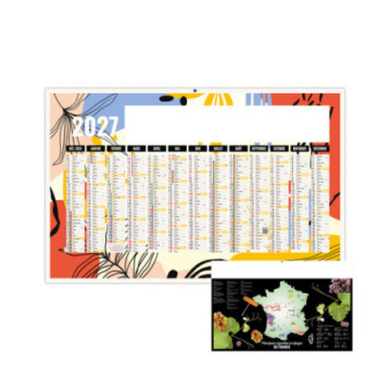 Calendrier bancaire rigide maxi 65x40,5 cm dos carte marq quadri