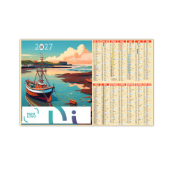 Calendrier bancaire rigide  medium 43x33,5 cm marquage quadri