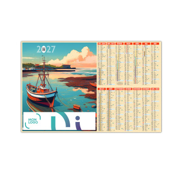 Calendrier bancaire rigide  medium 43x33,5 cm marquage quadri