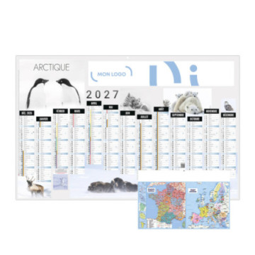 Calendrier bancaire rigide maxi 65x40,5 cm dos carte marq 1 coul
