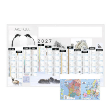 Calendrier bancaire rigide maxi 65x40,5 cm dos carte marq 1 coul