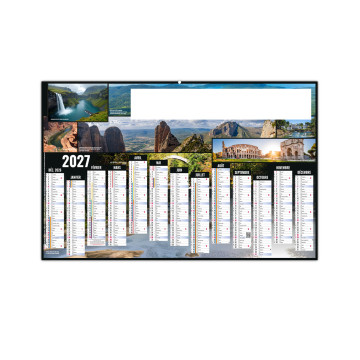 Calendrier bancaire rigide maxi 65x40,5 cm dos blanc marq quadri