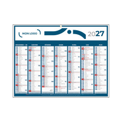 Calendrier classique medium bleu 42x32 cm marquage 1 couleur
