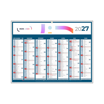 Calendrier classique medium bleu 42x32 cm marquage quadri