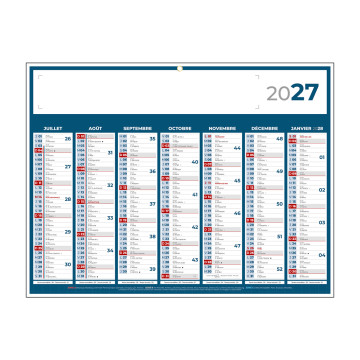 Calendrier classique medium bleu 42x32 cm marquage quadri