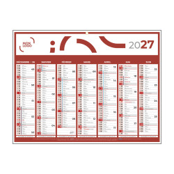 Calendrier classique medium rouge 42x32 cm marquage 1 couleur
