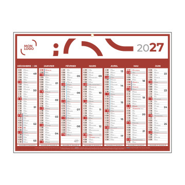 Calendrier classique medium rouge 42x32 cm marquage 1 couleur