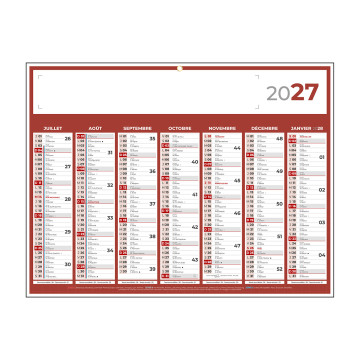 Calendrier classique medium rouge 42x32 cm marquage 1 couleur