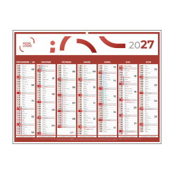 Calendrier classique medium rouge 42x32 cm marquage quadri