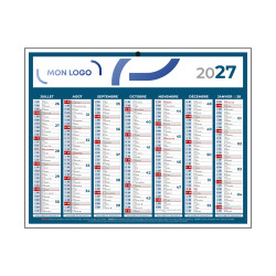 Calendrier classique mini bleu 26,5x21 cm marquage quadri