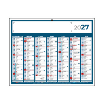 Calendrier classique mini bleu 26,5x21 cm marquage 1 couleur