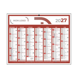 Calendrier classique mini rouge 26,5x21 cm marquage quadri