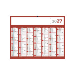 Calendrier classique mini rouge 26,5x21 cm marquage 1 couleur