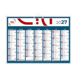 Calendrier classique bleu 55x40,5 cm marquage 1 couleur