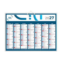 Calendrier classique bleu 55x40,5 cm marquage quadri