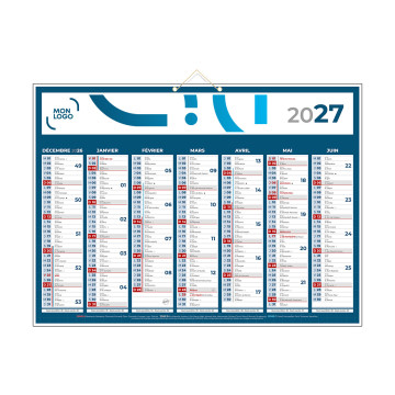 Calendrier classique bleu 55x40,5 cm marquage quadri