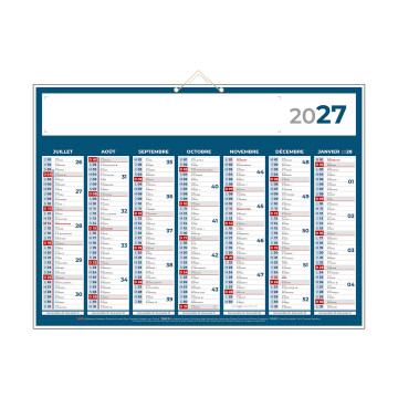 Calendrier classique bleu 55x40,5 cm marquage quadri