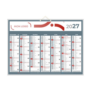 Calendrier classique gris 55x40,5 cm marquage quadri