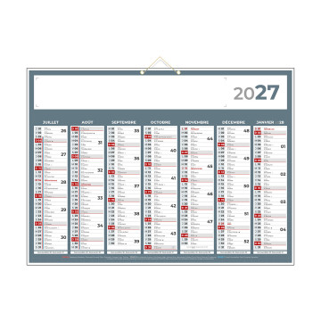 Calendrier classique gris 55x40,5 cm marquage quadri