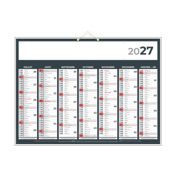 Calendrier classique anthracite 55x40,5 cm marquage 1 couleur