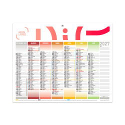 Calendrier bancaire mini 26,5x21 cm marquage quadri