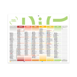 Calendrier bancaire mini 26,5x21 cm marquage 1 couleur