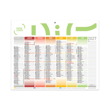 Calendrier bancaire mini 26,5x21 cm marquage 1 couleur