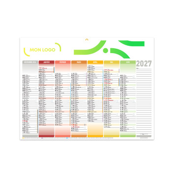 Calendrier bancaire medium 42x32 cm marquage quadri