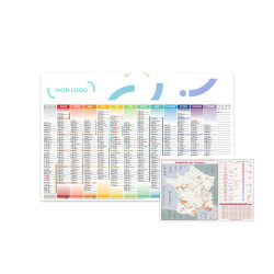 Calendrier bancaire maxi avec cartes au dos 65x43 cm