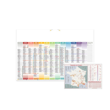 Calendrier bancaire maxi avec cartes au dos 65x43 cm