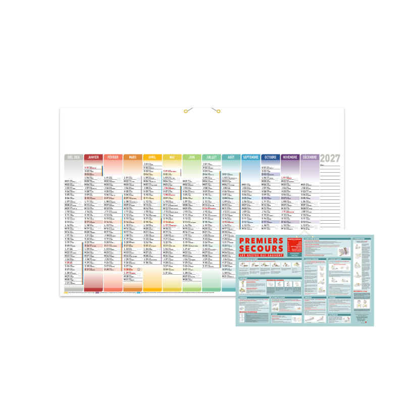 Calendrier bancaire maxi avec cartes au dos 65x43 cm