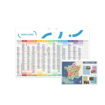 Calendrier bancaire maxi avec cartes au dos 65x43 cm
