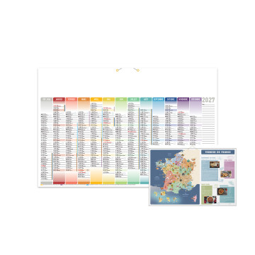 Calendrier bancaire maxi avec cartes au dos 65x43 cm